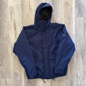 Vintage 90s Alpine Design Gore‑Tex Jacket Men’s XL Navy Waterproof Hooded Coat